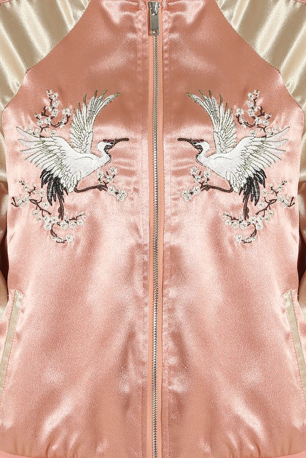 Satin Embroidered Bomber Jacket