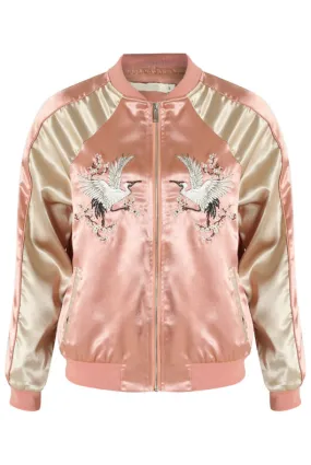 Satin Embroidered Bomber Jacket