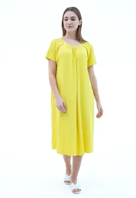 Scooped Neck Solid Dress