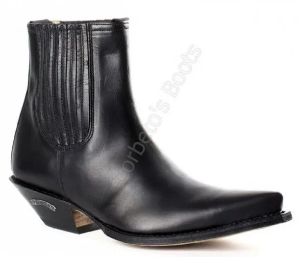 Sendra Boots mens black leather fine toe ankle cowboy boots