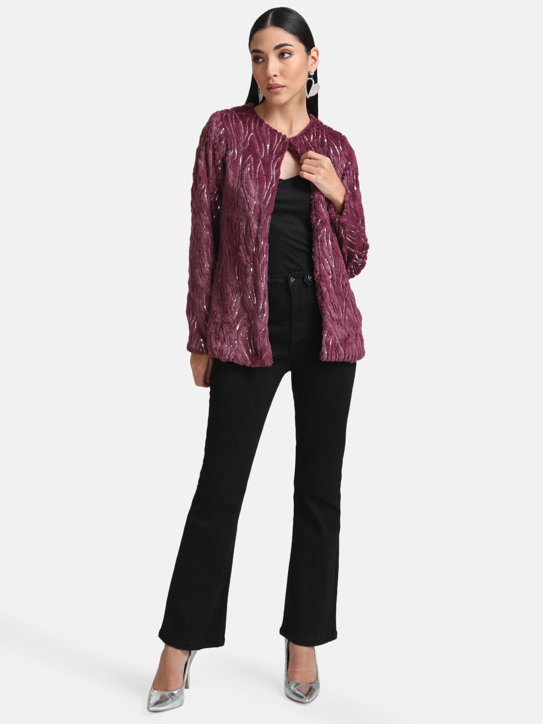 Sequin Fur Jacket