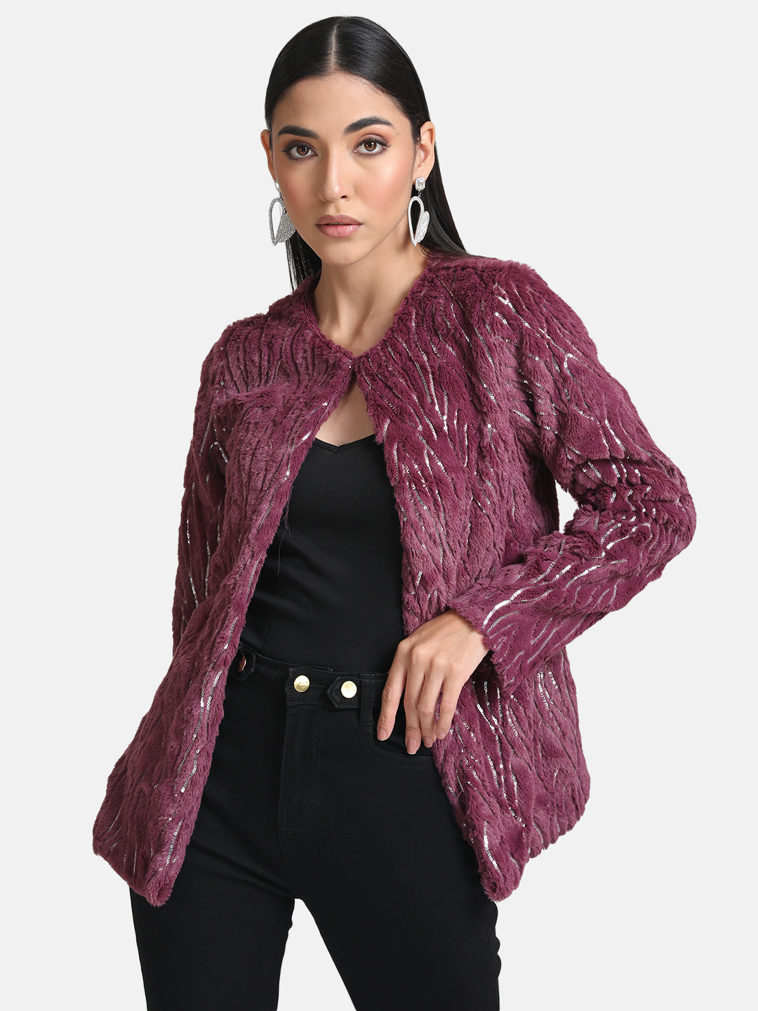 Sequin Fur Jacket