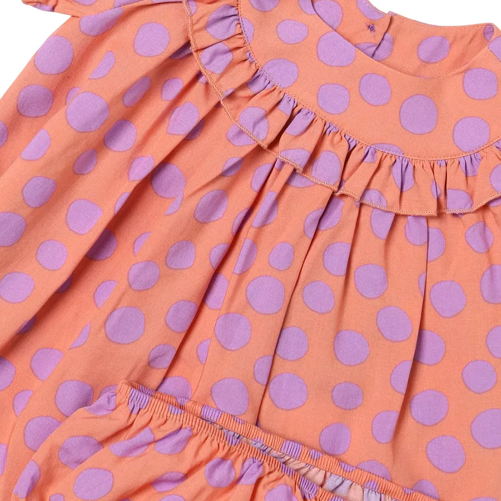 Stella McCartney Baby Dress With Purple Spots Print Orange