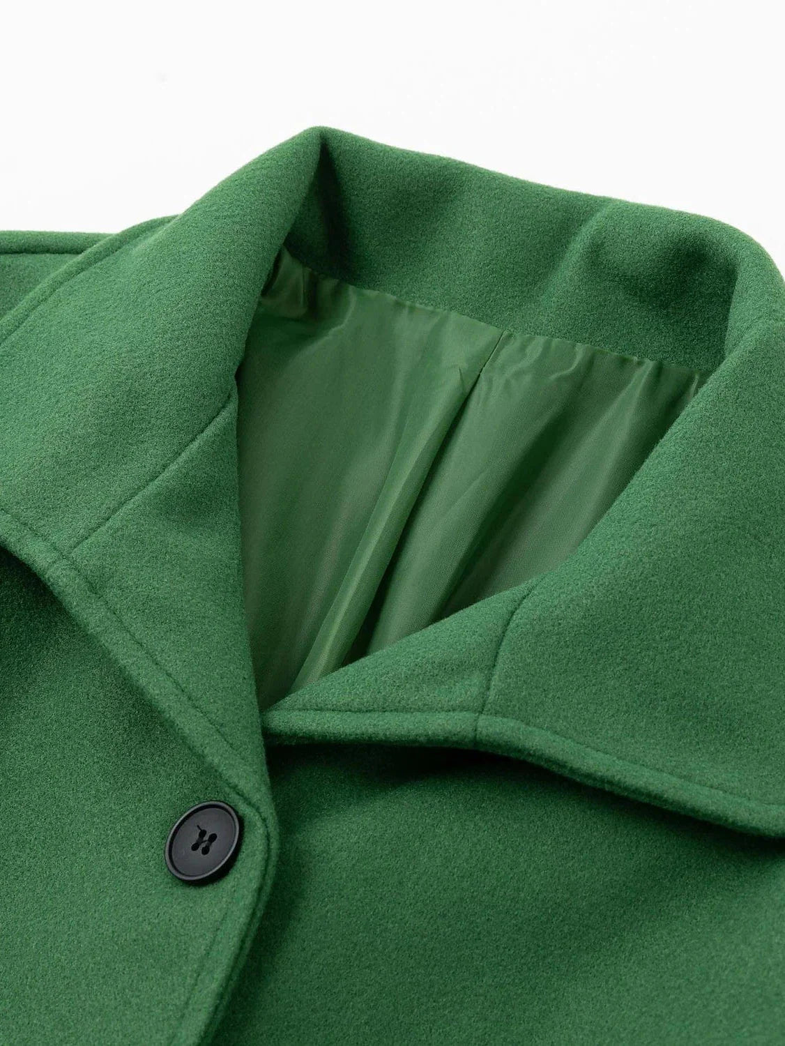 Stylish Green Long Sleeve Women's Trench Coat with Pockets