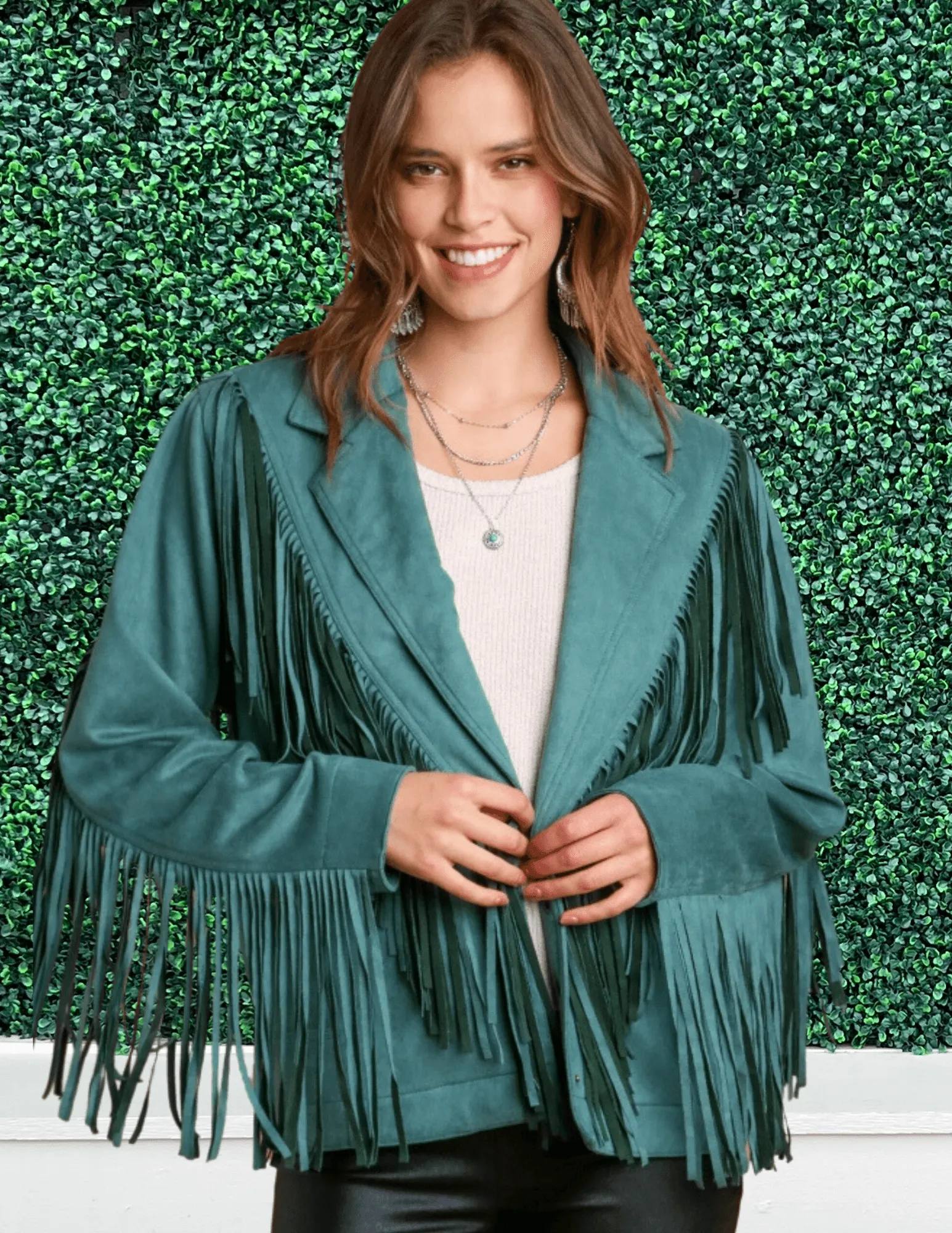 Teal Fringe Jacket