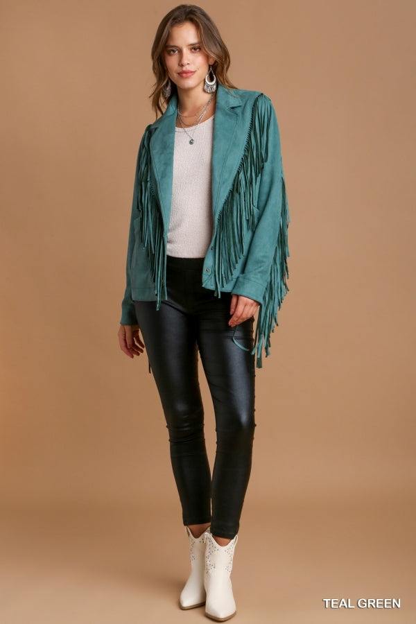 Teal Fringe Jacket