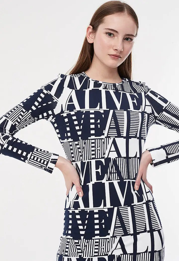 Text Print All Over Tee Dress