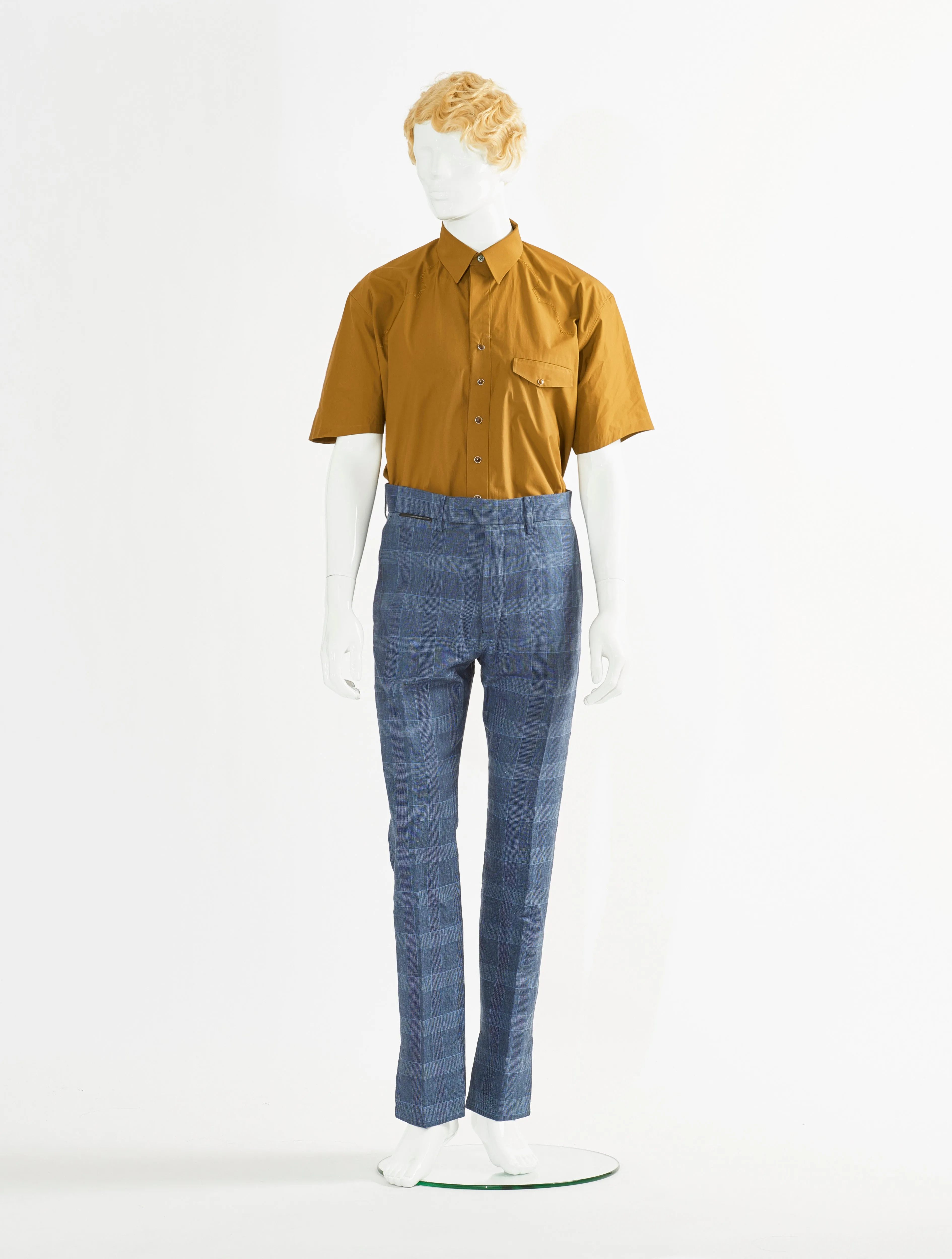 Toga Virilis Blue Cotton Linen Pants