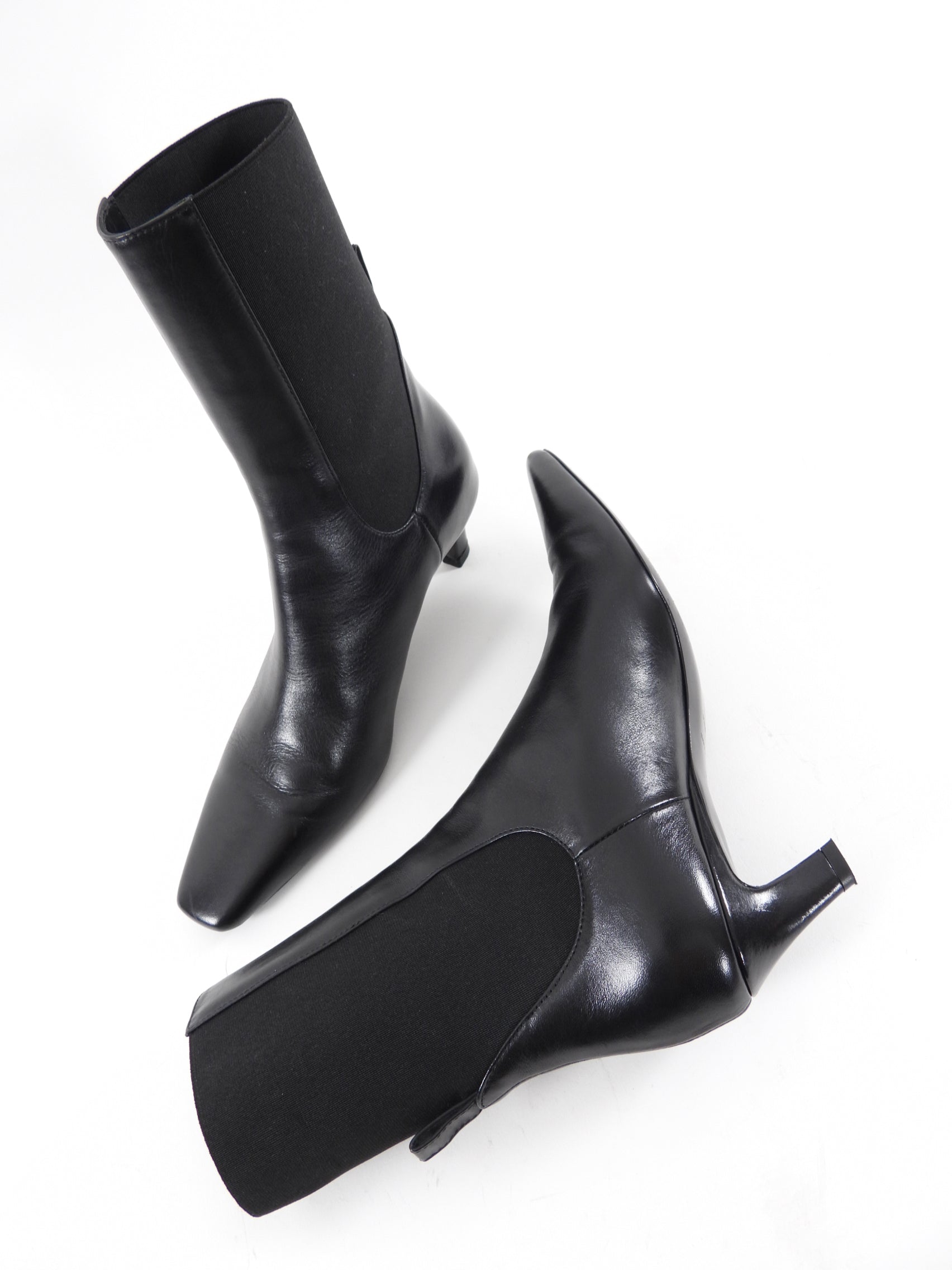 Toteme The Mid-Heel Black Leather Boots - 37