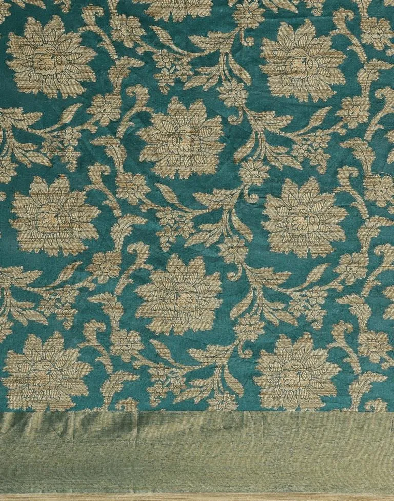 Turquoise Coloured Cotton Silk Woven Partywear saree