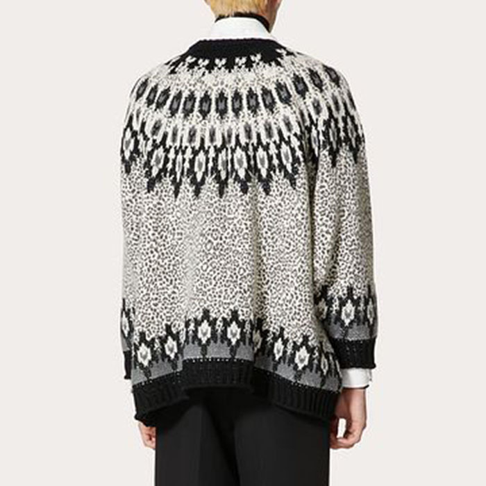 VALENTINO  |Wool Crew-Neck Sweater With Animalier Print And Embroidery