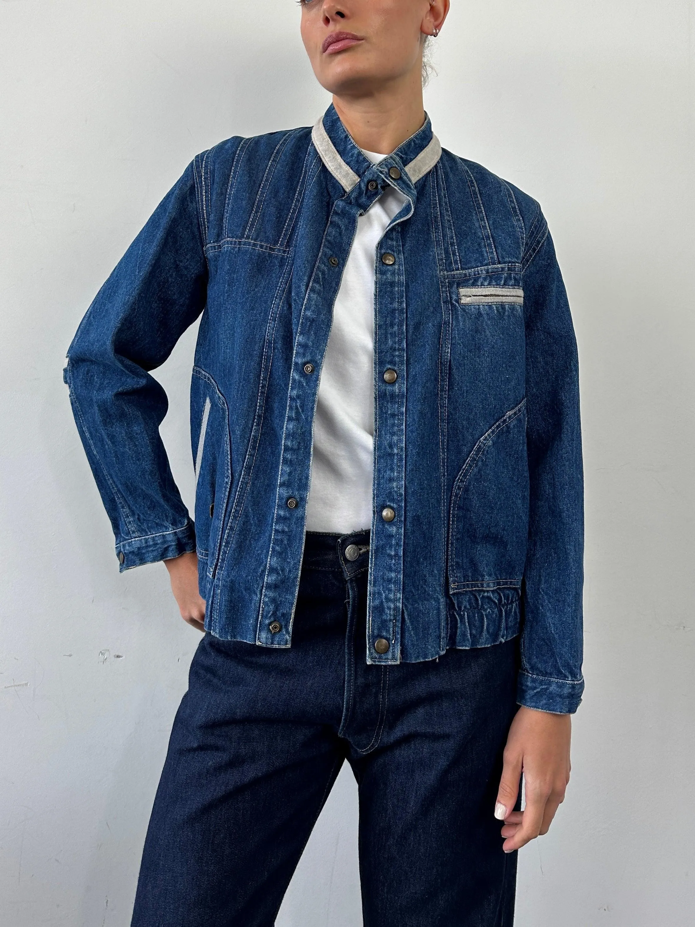 Vintage Contrast Stitch Denim Jacket - S/M