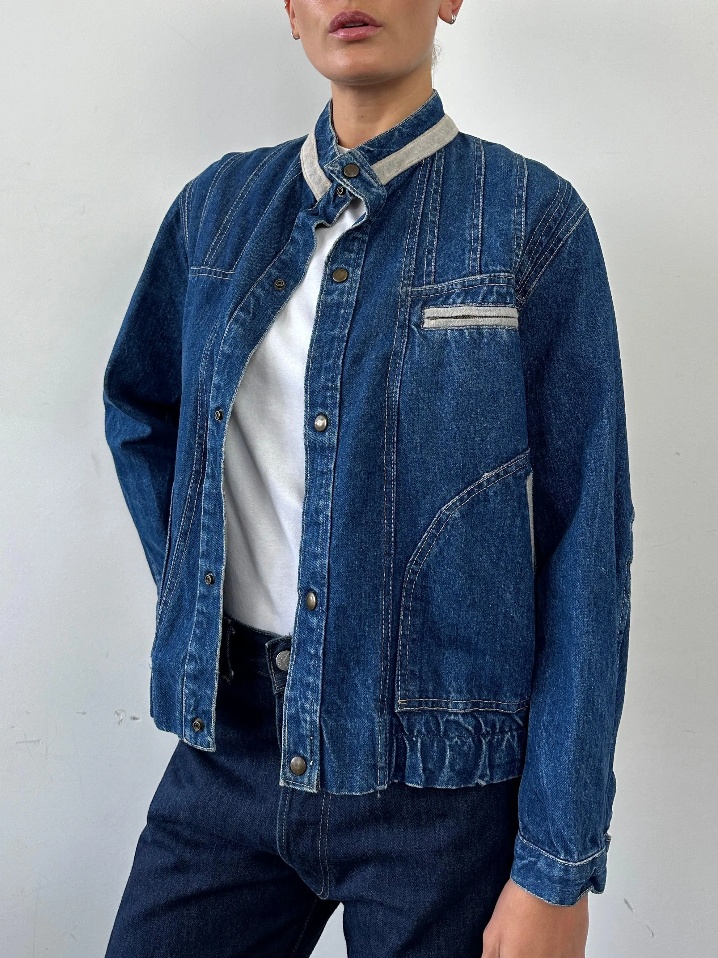 Vintage Contrast Stitch Denim Jacket - S/M