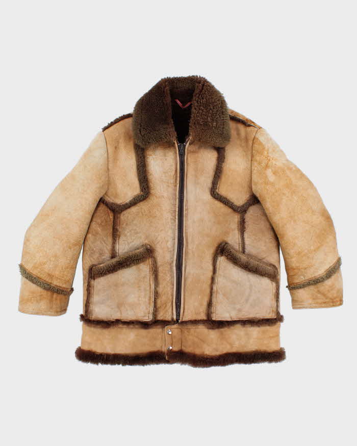 Vintage Men's Brown Shearling Jacket - L