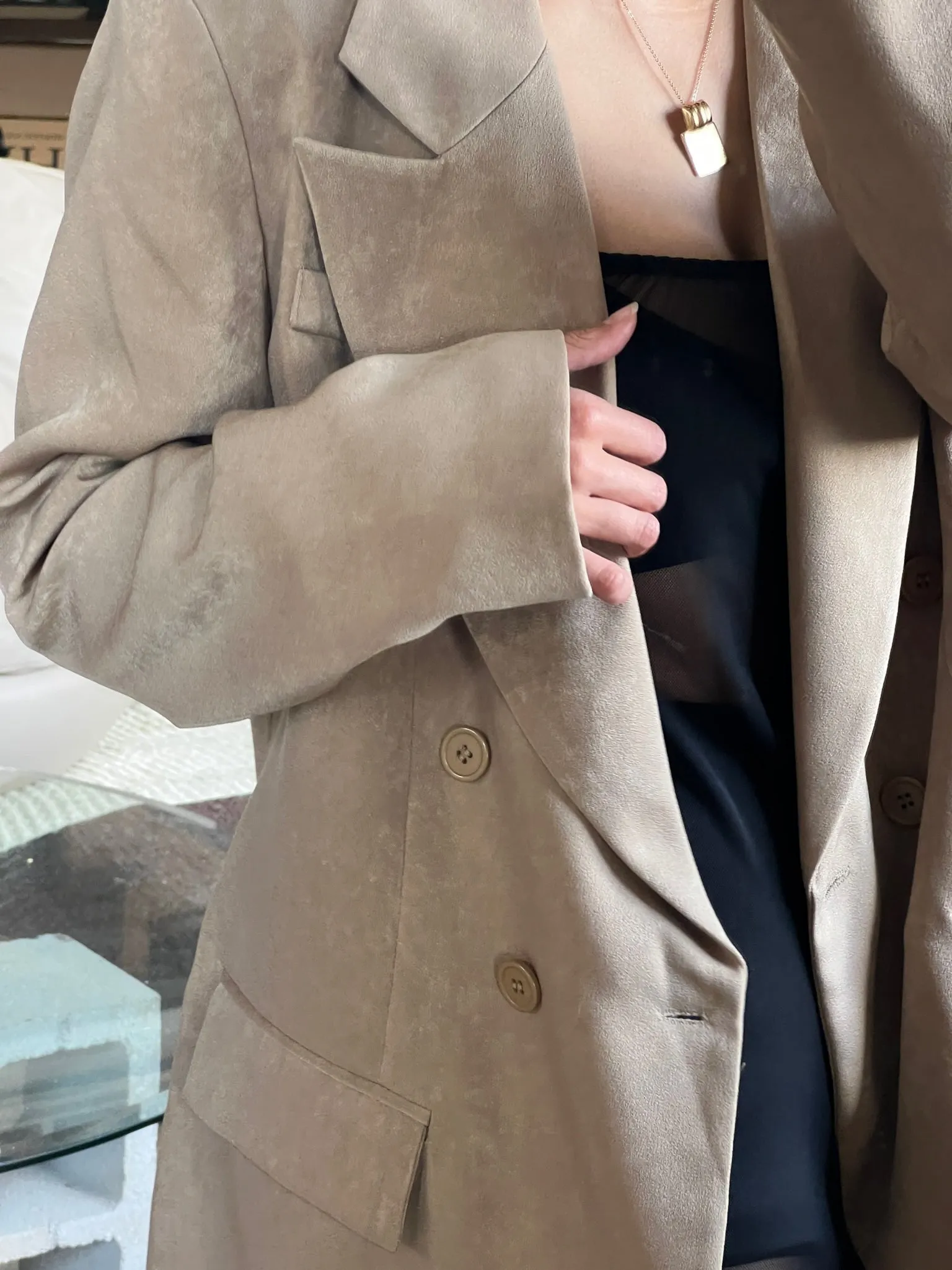 Vintage Taupe Double Breasted Blazer