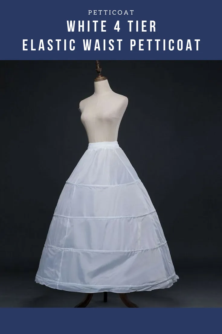 White 4 Tier Standard Wired Elastic Waist Petticoat