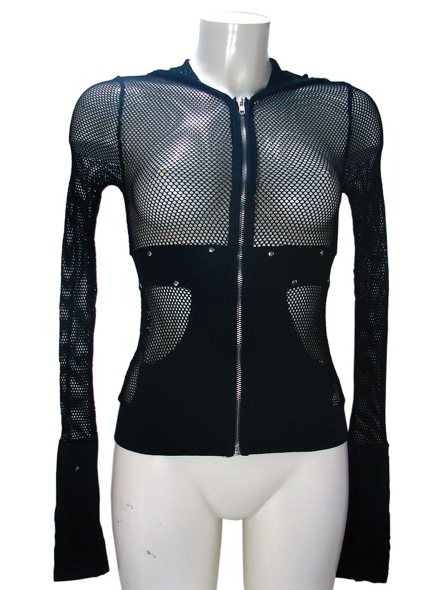 Woman's Fishnet Hoodie Milisha Keyhole