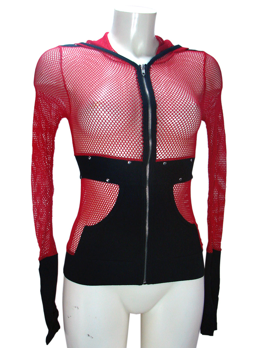 Woman's Fishnet Hoodie Milisha Keyhole