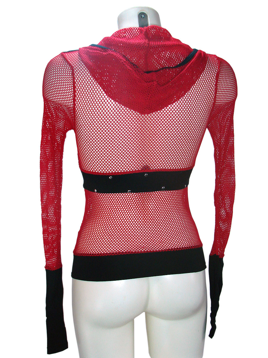 Woman's Fishnet Hoodie Milisha Keyhole