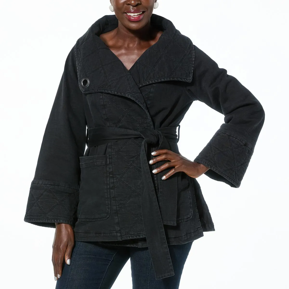      WynneDenim Quilted Denim Jacket     